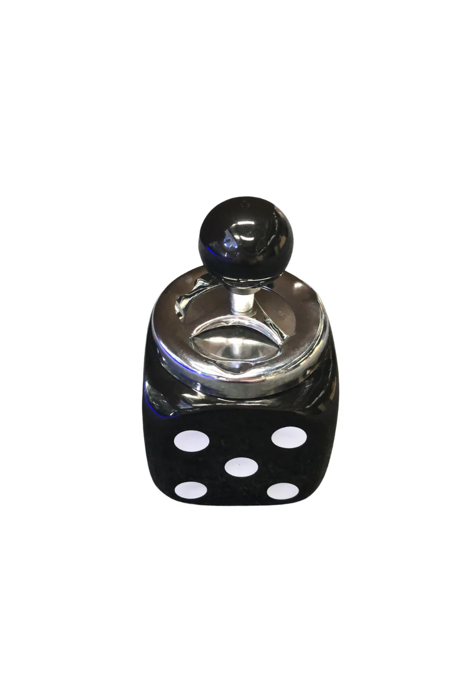 ASHTRAY - SPINNING DICE BLK W/ WHTE DOTS ASH224