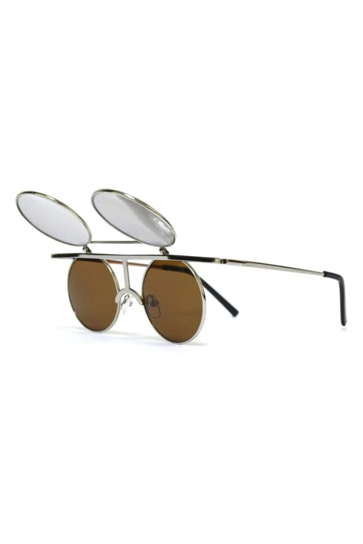 GLASSES - DIFFRACTION FLIP UP VINTAGE ROUND ORANGE